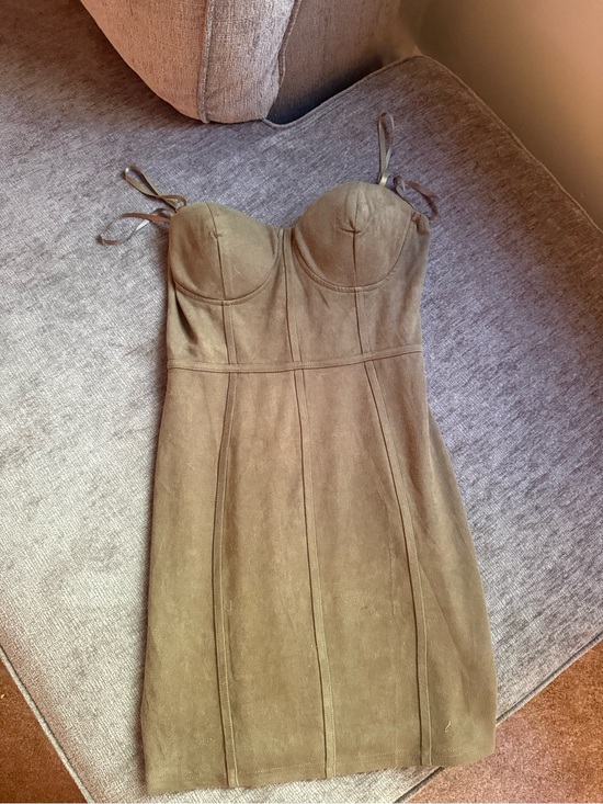 Windsor Dresses & Skirts - Windsor Olive Suede Bustier Mini Dress